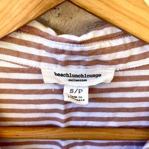 BeachLunchLounge Stripes Collar Short Sleeve Top Size Small - Picture 7 of 10